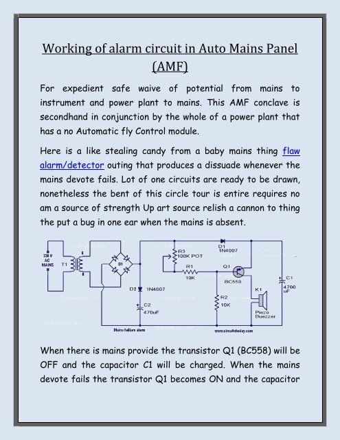 Working of alarm circuit in Auto Mains Panel (AMF)