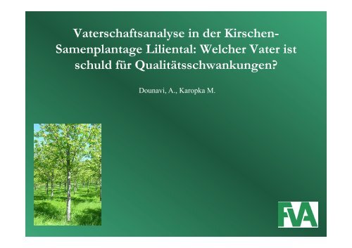 Vaterschaftsanalyse in der Kirschen- Samenplantage Liliental - BFW