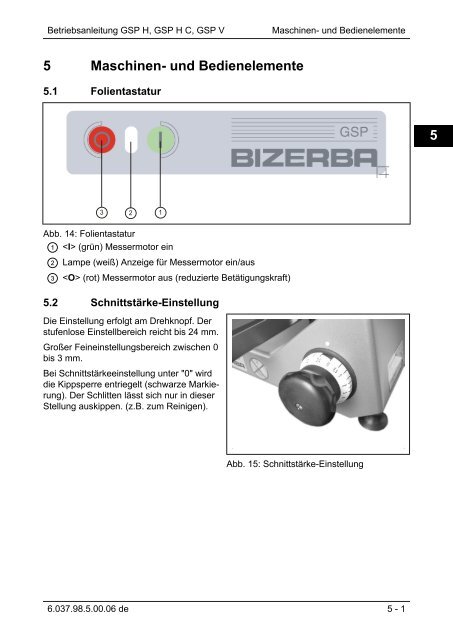 Bedienungsanleitung GSP V