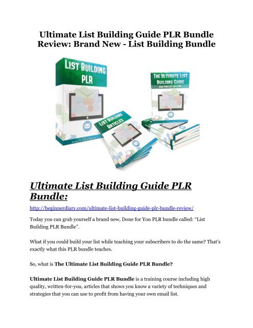 Ultimate List Building Guide PLR Bundle review & Ultimate List Building Guide PLR Bundle $22,600 bonus-discount