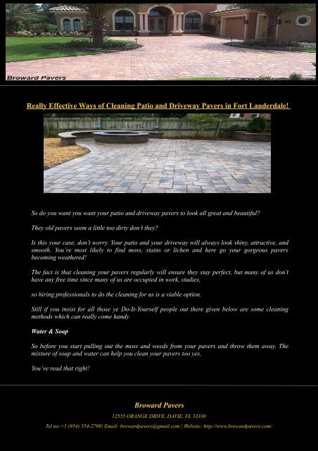 Really Effective Ways of Cleaning Patio and Driveway Pavers in Fort Lauderdale! 