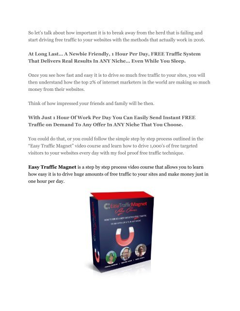 Easy Traffic Magnet review and (SECRET) $13600 bonus