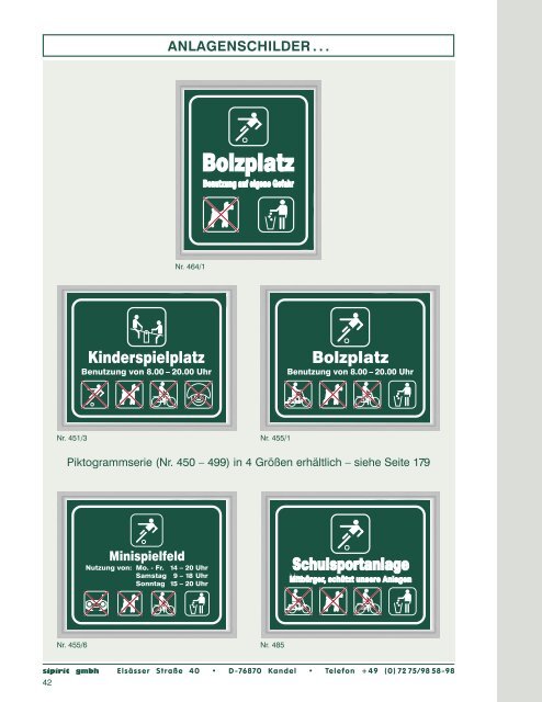 Schilder Katalog | SIPIRIT GmbH Kommunalbedarf | Qualitätsprodukte