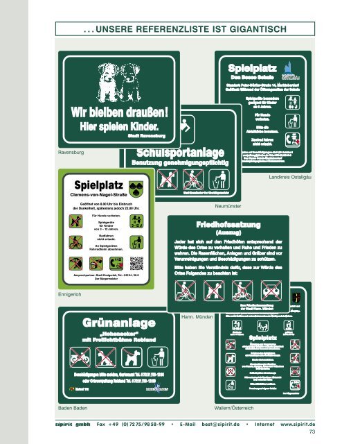 Schilder Katalog | SIPIRIT GmbH Kommunalbedarf | Qualitätsprodukte