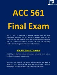 ACC 561 Final Exam | ACC 561 Final Exam Questions and Answers - UOP E Tutors