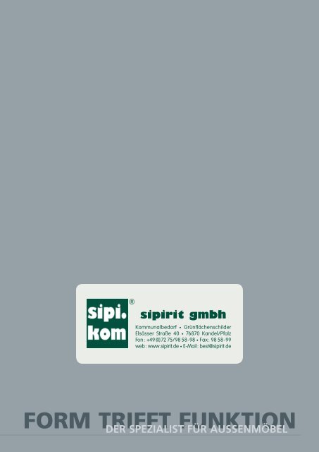 Aussenmöbel Spezialist | SIPIRIT GmbH Kommunalbedarf