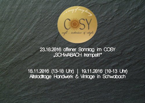 COSY & WITTENSTEIN Eventkalender 2016