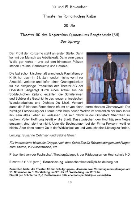 Souffleuse 2/2016 Die Programmzeitschrift des Theaters im Romanischen Keller, Herbst/Winter 2016