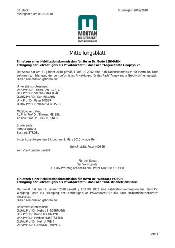 MBL 580910 - Einsetzen von Habilkommissionen - Dr. Lehmann, Dr