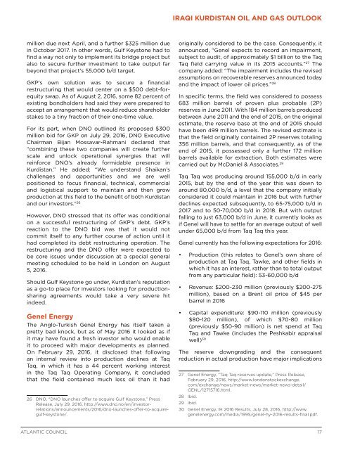 IRAQI KURDISTAN OIL AND GAS OUTLOOK