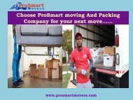Moving Company Washington DC| ProSmart Movers