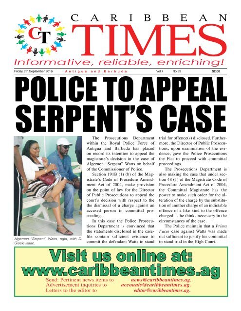 Caribbean Times 89th Issue - Friday 9th September 2016