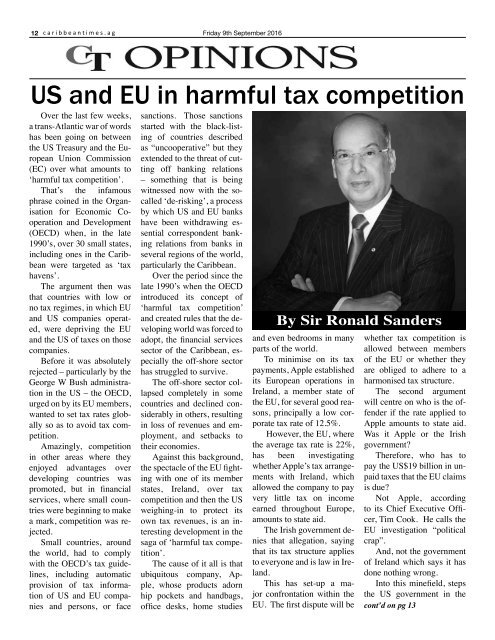 Caribbean Times 89th Issue - Friday 9th September 2016