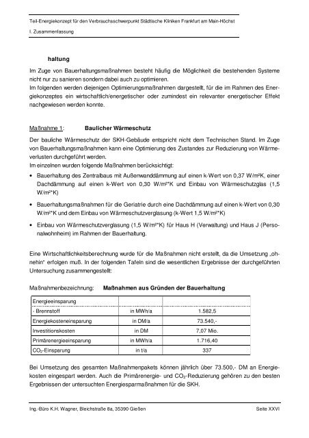 Teil-Energiekonzept - Energiemanagement - Frankfurt am Main