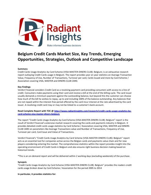 Belgium Credit Cards Market Size Share Key Trends Emerging