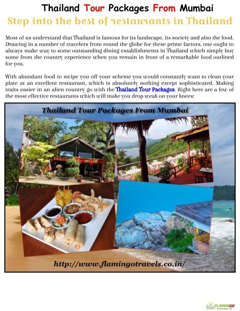 Thailand Tour Packages From Mumbai - Step into the best of restaurants in Thailand