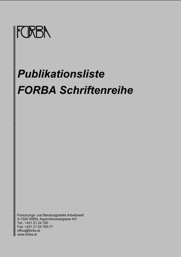 Publikationsliste FORBA Schriftenreihe