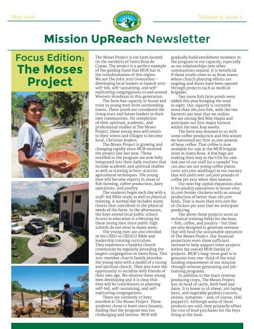 Mission UpReach Newsletter - May 2016