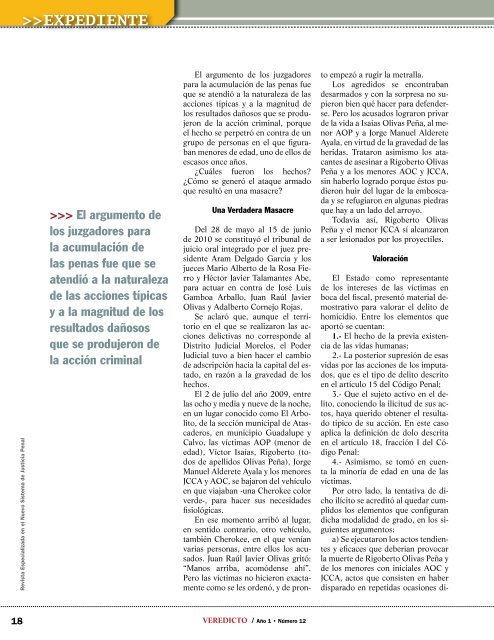 VEREDICTO. ponen el ejemplo. juicios orales y públicos. Revista Especializada en el Nuevo Sistema de Justicia Penal