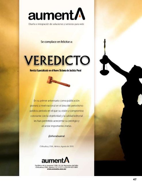 VEREDICTO. ponen el ejemplo. juicios orales y públicos. Revista Especializada en el Nuevo Sistema de Justicia Penal