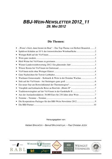 BBJ-WEIN-NEWSLETTER 2012_11 29. MAI 2012 Die Themen