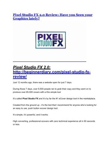 Pixel Studio FX 2.0 review - EXCLUSIVE bonus of Pixel Studio FX 2.0