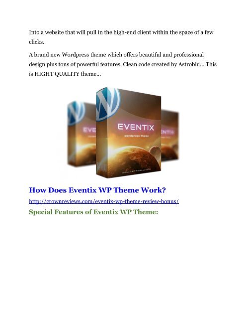 Eventix WP Theme review and Exclusive $26,400 Bonus