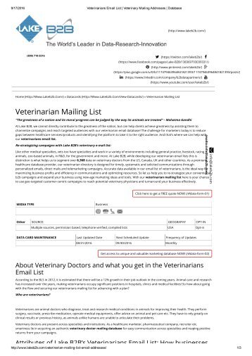 Veterinarians mailing address lists