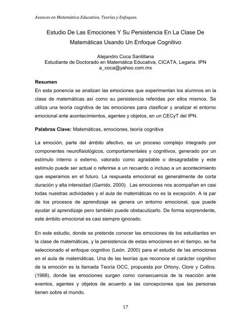 AVANCES MATEMÁTICA EDUCATIVA TEORÍAS ENFOQUES NO 3