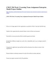 CMGT 556 Week 2 Learning Team Assignment Enterprise Model Project Outline