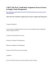 CMGT 556 Week 3 Individual Assignment Success Factors in Supply Chain Management