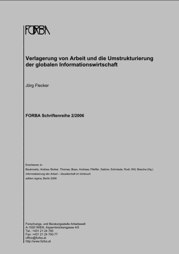 Verlagerung von Arbeit und die Umstrukturierung der ... - FORBA