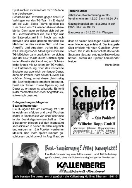 TG-Report 1 / 2012 als pdf-Datei - TG Biberach