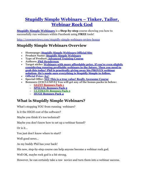 Stupidly Simple Webinars Review - (FREE) Bonus of Stupidly Simple Webinars