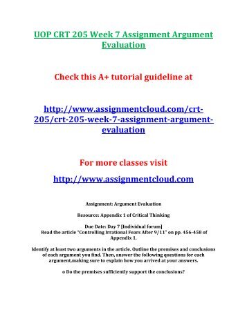 crt205 mapping an argument Click the button below to add the crt 205 week 2 dqs to your wish list share what is the difference between an unsound argument and an invalid argument. crt205 mapping an argument Click the button below to add the crt 205 week 2 dqs to your wish list share what is the difference between an unsound argument and an invalid argument.