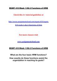 MGMT 410 Week 1 DQ 2 Functions of HRM