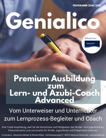 Premium Ausbildung zum Lerncoach und Azubi-Coach Advanced