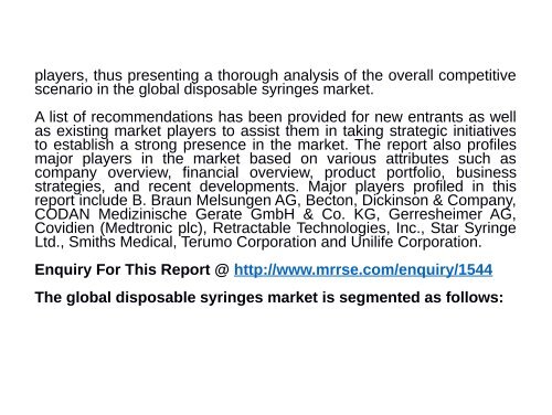 Disposable Syringes Market : Quantitative Market analysis, Current and future trends to 2015 – 2023