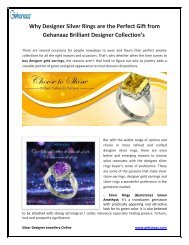 Why Designer Silver Rings are the Perfect Gift from Gehanaaz Brilliant Designer Collection’s