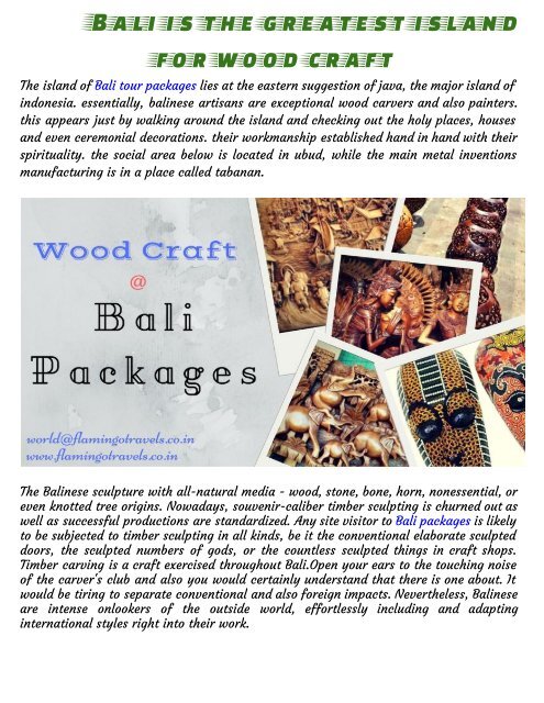 Bali Packages is the best island for wood create 