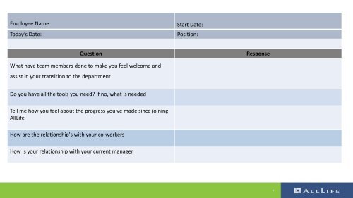 New Employee Probation - Questionaire