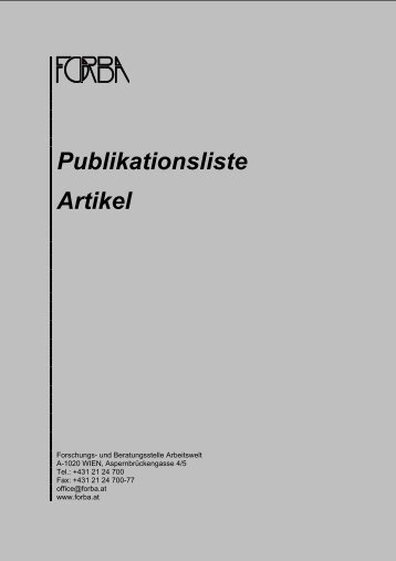 Publikationsliste Artikel - FORBA