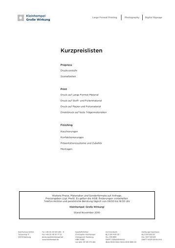 Kleinhempel GmbH Kurzpreisliste_06_11_10_as