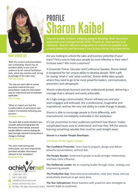 Professional Profile Sharon Kaibel