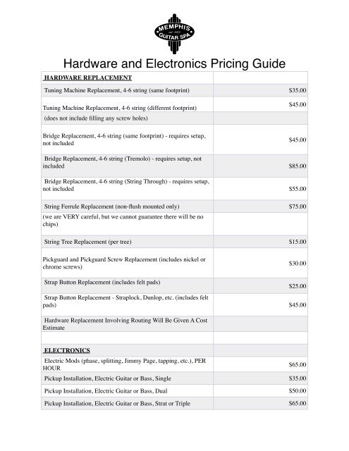 Hardware and Electronics Pricing Guide