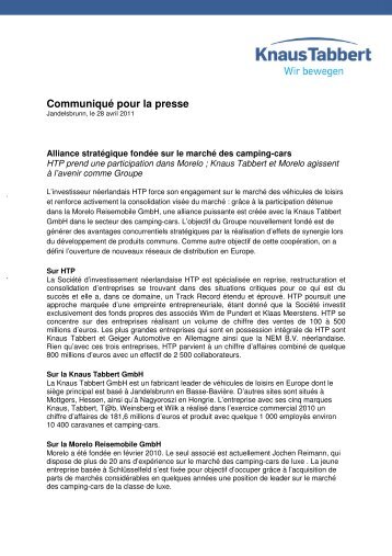 Communiqué pour la presse - Knaus Tabbert Group GmbH