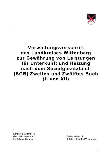 Verwaltungsvorschrift Kosten der Unterkunft - Landkreis Wittenberg