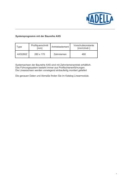 NADELLA – User Manual Linearmodule AXC/AXDL/AXLT 