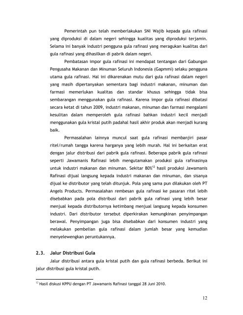 [2010] Position Paper Industri Gula