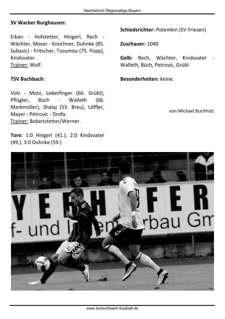 Stadionzeitung TSV Buchbach - SpVgg Bayern Hof